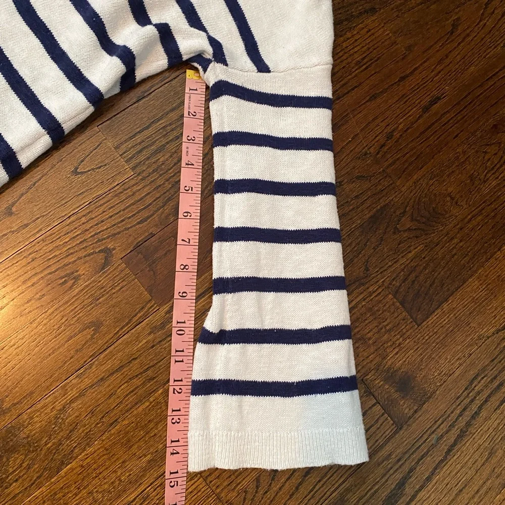 Vineyard Vines- linen cotton blend Knit Pullover v neck striped flare sleeve S - Picture 6 of 16